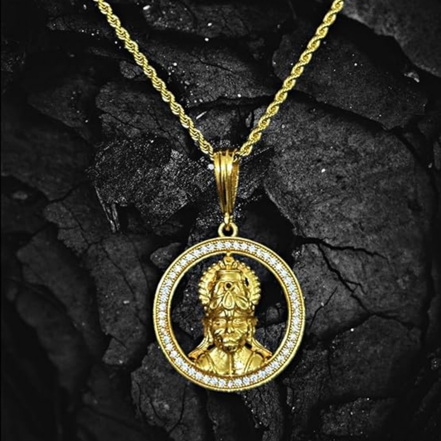 Shree Hanuman Gold Diamond Pendant