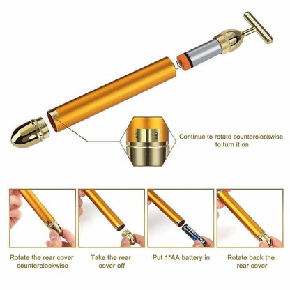 Nove Kart™ 24K Gold Energy Beauty Bar Electric Facial Massage Roller